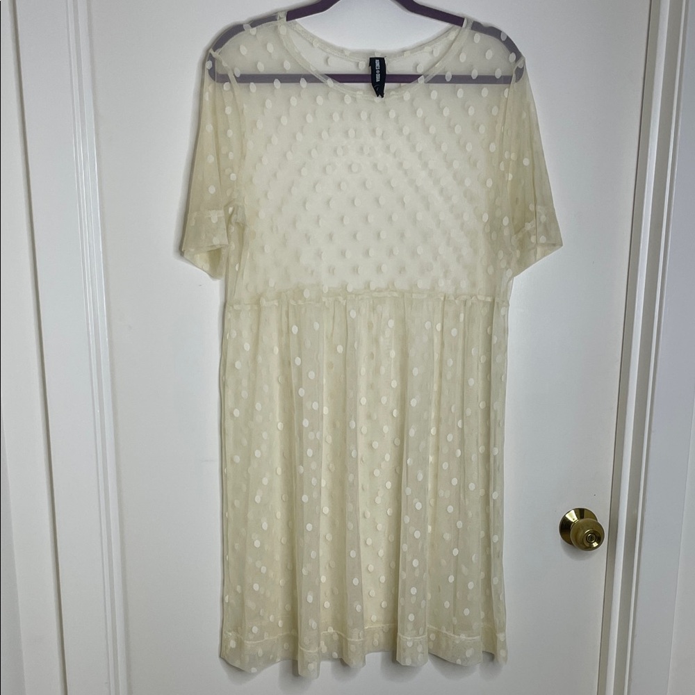 Agnes & Dora Cream Polka Dot Mini Dress
